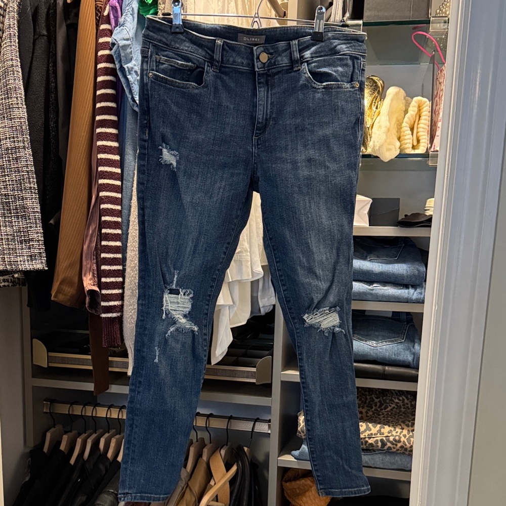 DL1961 - Dark Blue Ripped Skinny Jeans - 29 (28)